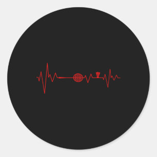 Badminton Player Heartbeat Shuttle Sports Runder Aufkleber