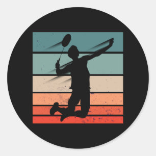 Badminton Player Jump Smash Runder Aufkleber