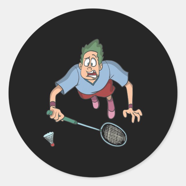 Badminton Player Jumping Runder Aufkleber (Vorderseite)