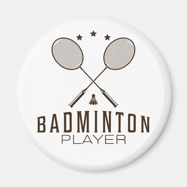 Badminton Player mit Minimalistischen Rackets Magnet (Vorne)