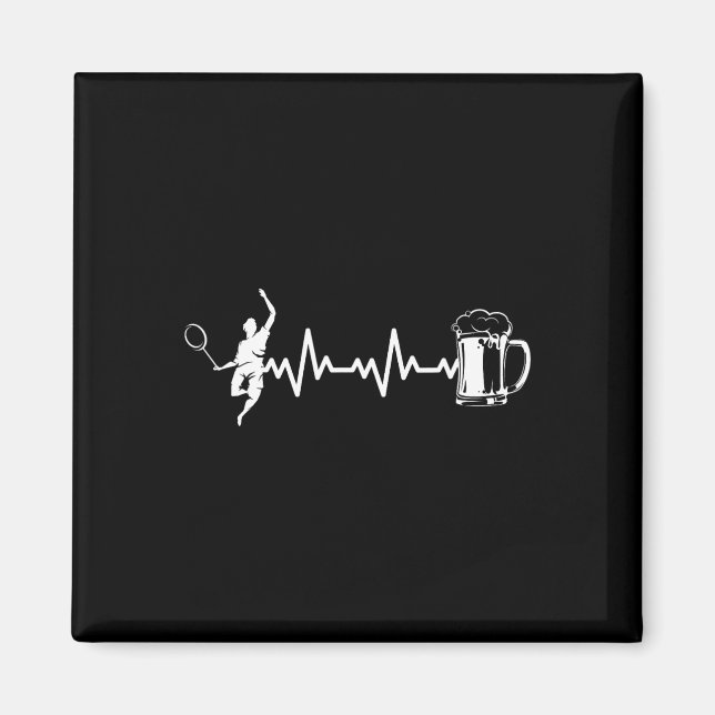 Badminton Player Racket - Heartbeat Ekg Badminton Magnet (Vorne)