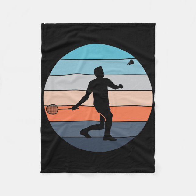 Badminton Player Racquet Sport Shuttle Retro Vinta Fleecedecke (Vorderseite)