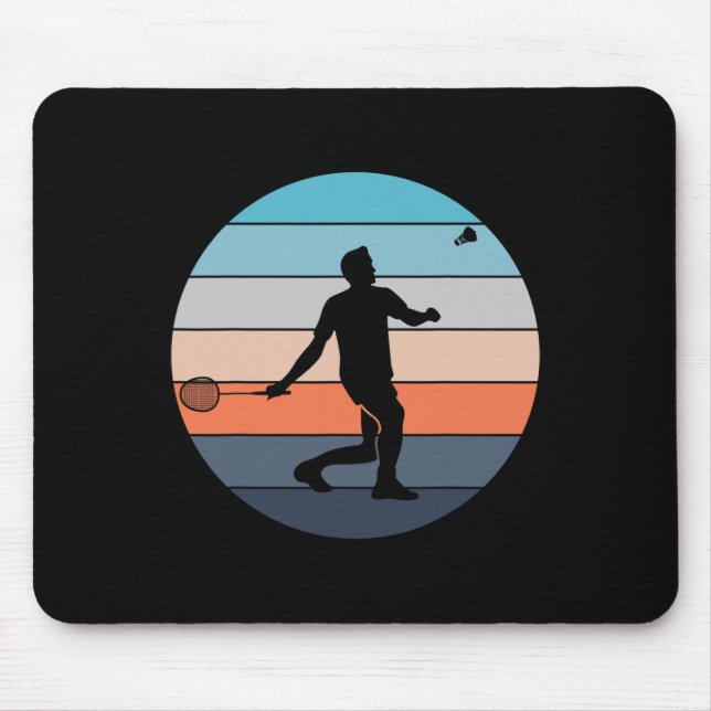 Badminton Player Racquet Sport Shuttle Retro Vinta Mousepad (Vorne)