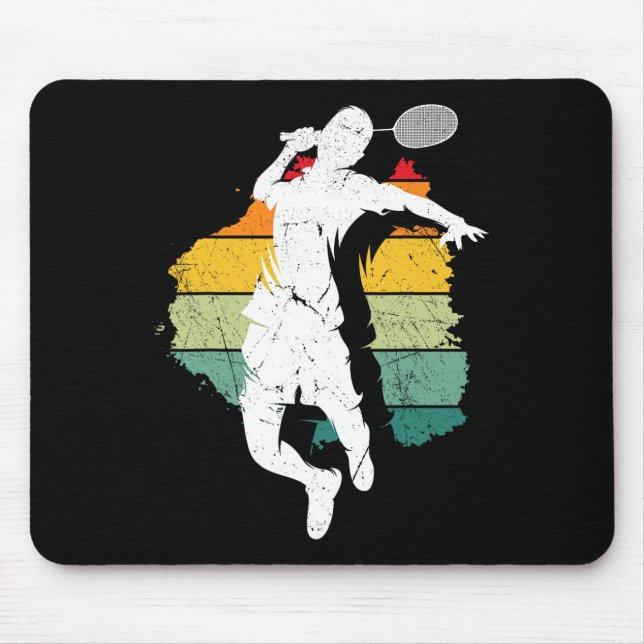 Badminton Player Retro Badminton Team Shuttle Play Mousepad (Vorne)