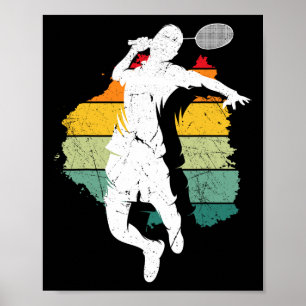 Badminton Player Retro Badminton Team Shuttle Play Poster