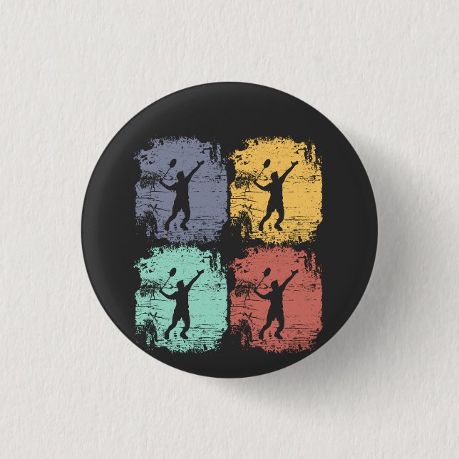 Badminton Player Retro Button (Vorderseite)