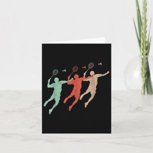 Badminton Player Retro Smash Shuttle Vintag Badmi Karte