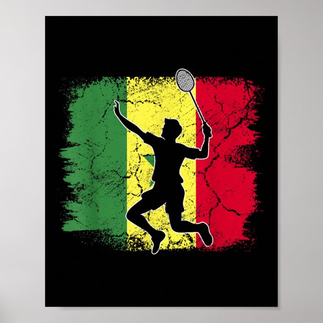 Badminton Player Senegalesische Flagge Senegal Poster (Vorne)