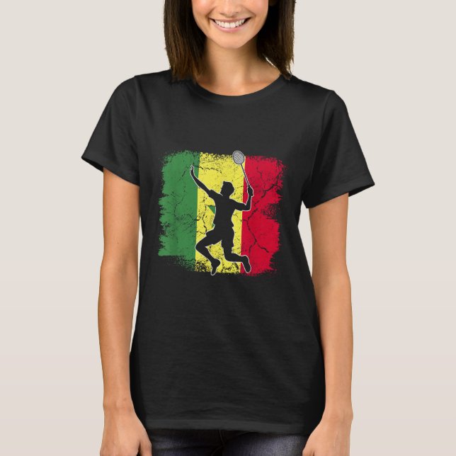 Badminton Player Senegalesische Flagge Senegal T-Shirt (Vorderseite)