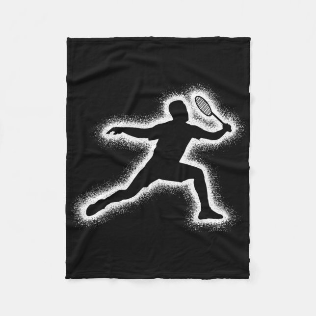 Badminton Player Shuttle Boys Kids Badminton Men Fleecedecke (Vorderseite)