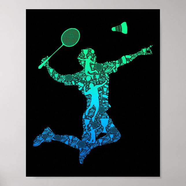 Badminton Player Shuttle Boys Kids Men Youth Poster (Vorne)