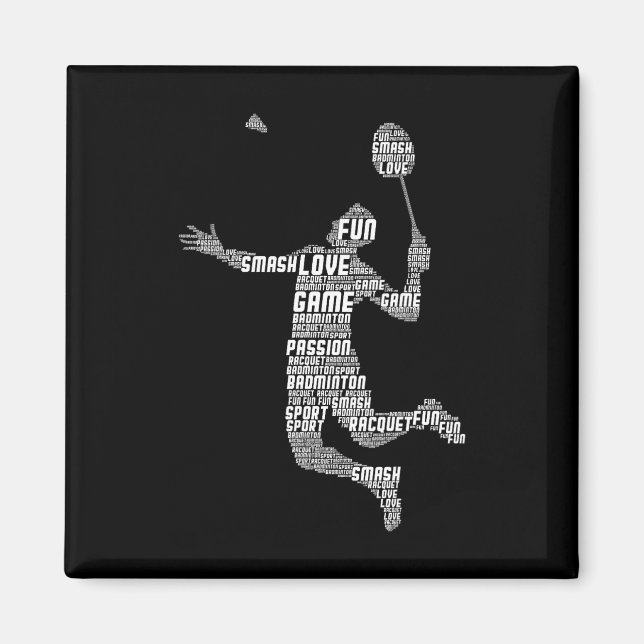 Badminton Player Shuttle Boys Youth Men 1 Magnet (Vorne)