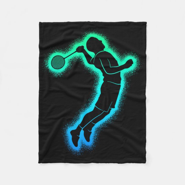 Badminton Player Shuttle Kids Men Badminton Boys Fleecedecke (Vorderseite)