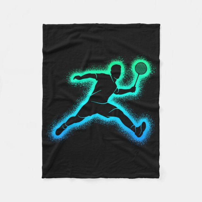 Badminton Player Shuttle Men Boys Badminton Kids Fleecedecke (Vorderseite)