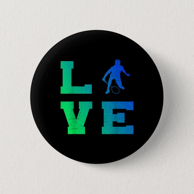 Badminton Player Shuttle Squash Mens Badminton  Button (Vorderseite)