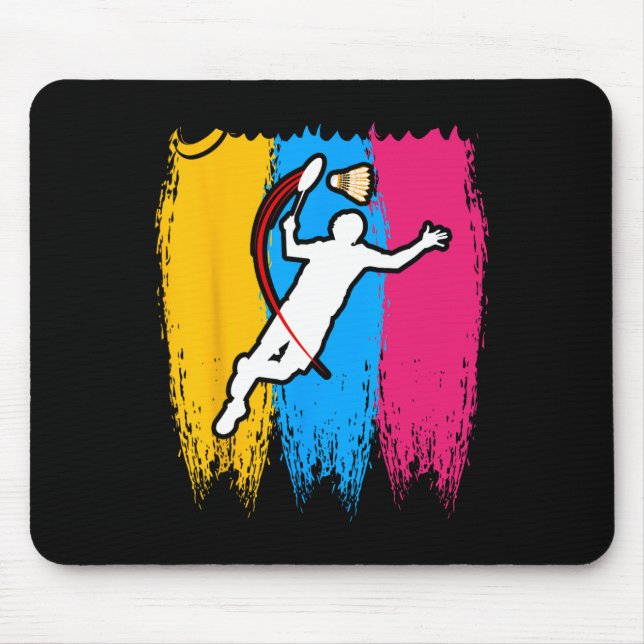 Badminton Player Shuttle Time Smash Rackets Lover Mousepad (Vorne)