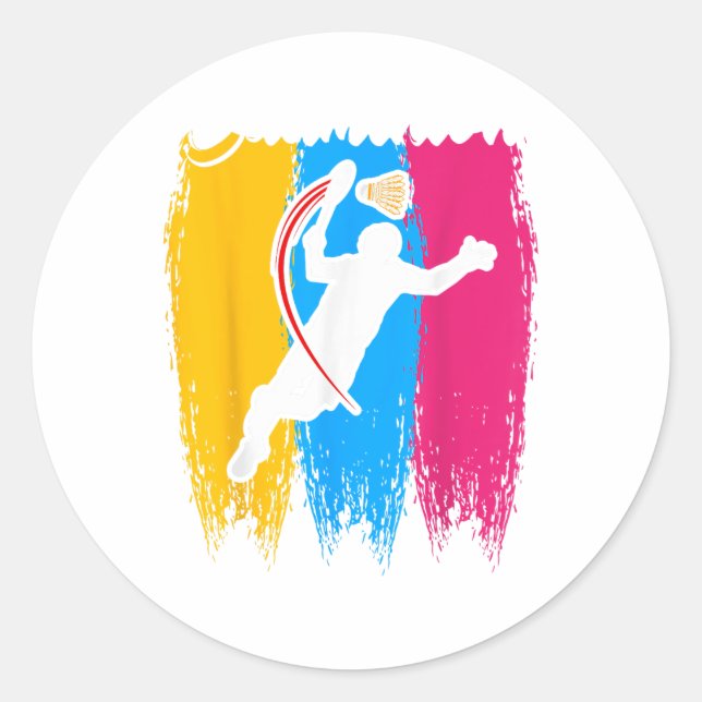 Badminton Player Shuttle Time Smash Rackets Lover  Runder Aufkleber (Vorderseite)