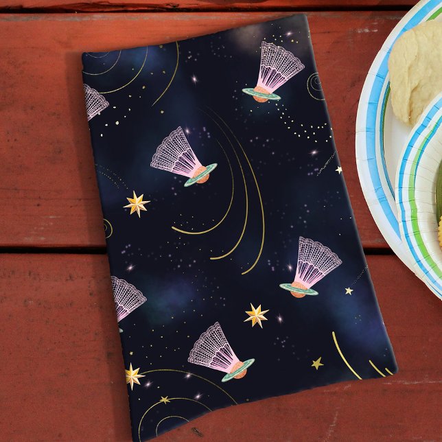 Badminton Player Shuttlecock Space Shuttle Summer Geschirrtuch (Cool space badminton shuttlecock kitchy kitchen towel for BBQ games and backyard Summer fun)