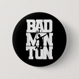 Badminton Player Smashing Shuttle Birdie Badminton Button