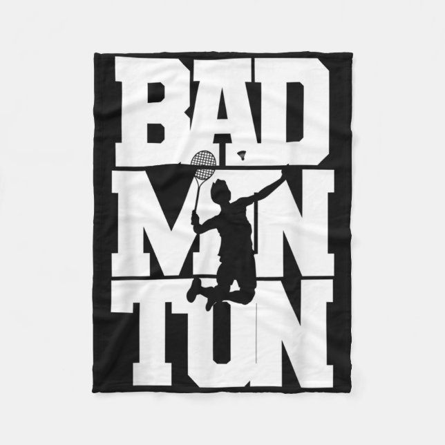 Badminton Player Smashing Shuttle Birdie Badminton Fleecedecke (Vorderseite)