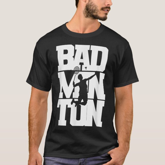 Badminton Player Smashing Shuttle Birdie Badminton T-Shirt (Vorderseite)