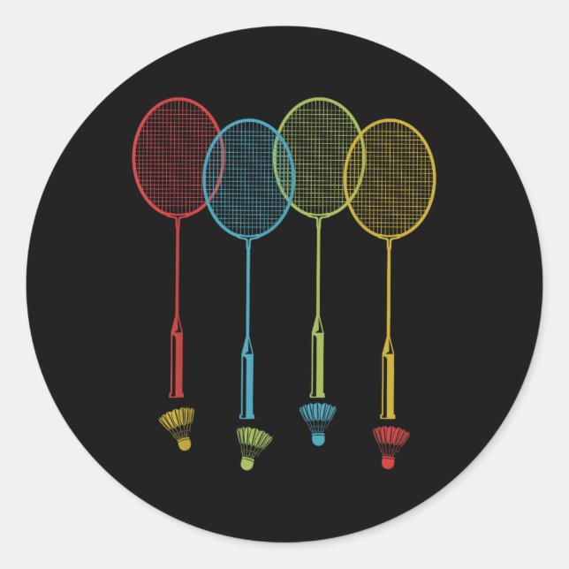 Badminton Player Team Shuttle Coach Match Badminto Runder Aufkleber (Vorderseite)