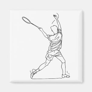 Badminton Player Zeichne Shuttlespiel für Jungen Magnet