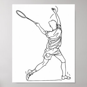 Badminton Player Zeichne Shuttlespiel für Jungen Poster