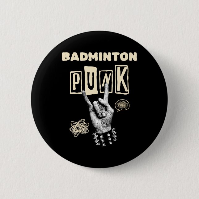 Badminton Punk Rock'n'Roll Racket Shuttle Sport Button (Vorderseite)