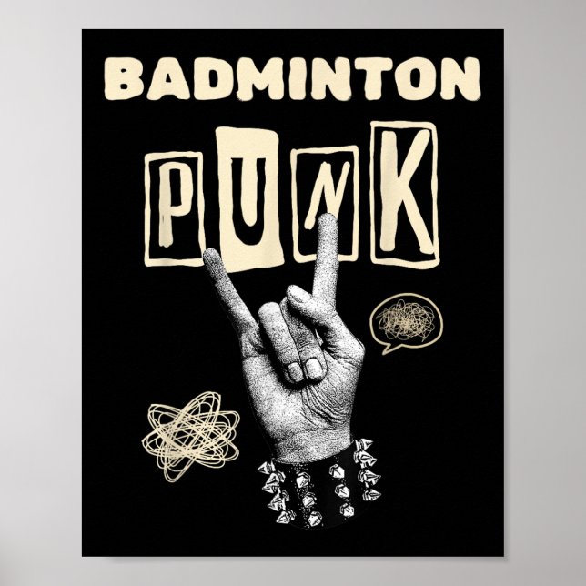 Badminton Punk Rock'n'Roll Racket Shuttle Sport Poster (Vorne)