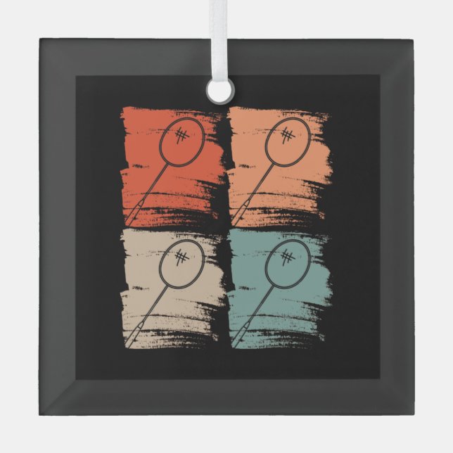 Badminton Racket Badminton Retro Ornament Aus Glas (Vorderseite)