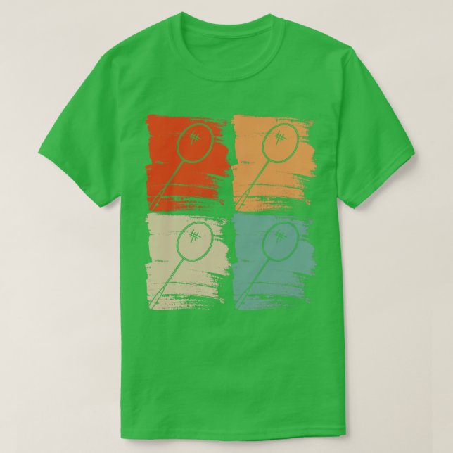 Badminton Racket Badminton Retro T-Shirt (Design vorne)