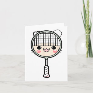 Badminton Racket Cartoon Face Shuttle Player Karte
