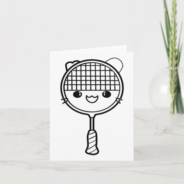 Badminton Racket Cartoon Look Shuttle Game Karte (Vorderseite)