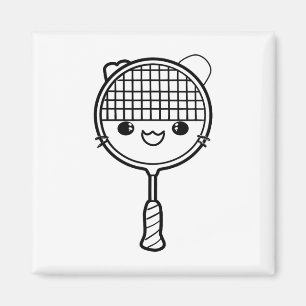 Badminton Racket Cartoon Look Shuttle Game Magnet