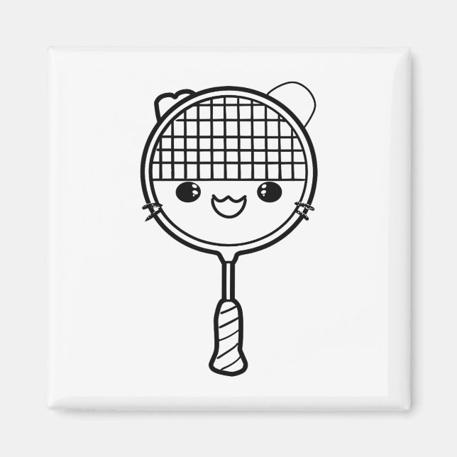 Badminton Racket Cartoon Look Shuttle Game Magnet (Vorne)