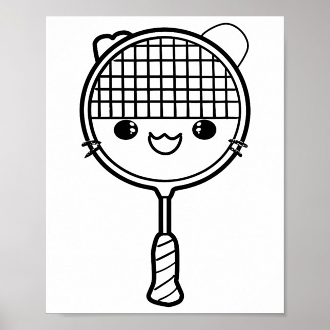 Badminton Racket Cartoon Look Shuttle Game Poster (Vorne)