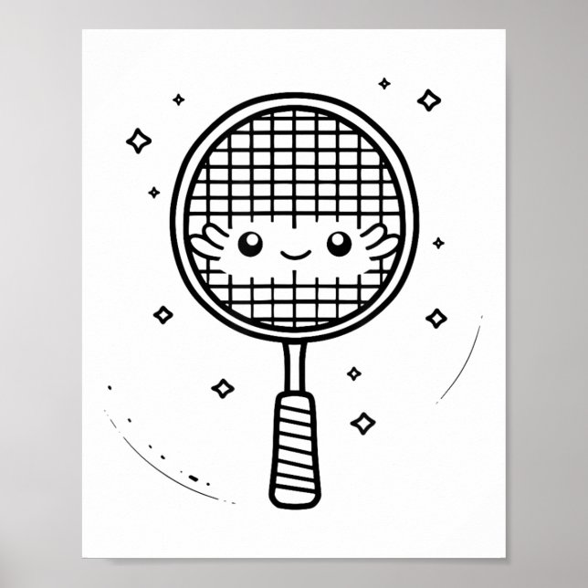 Badminton Racket Comic Shuttle Poster (Vorne)