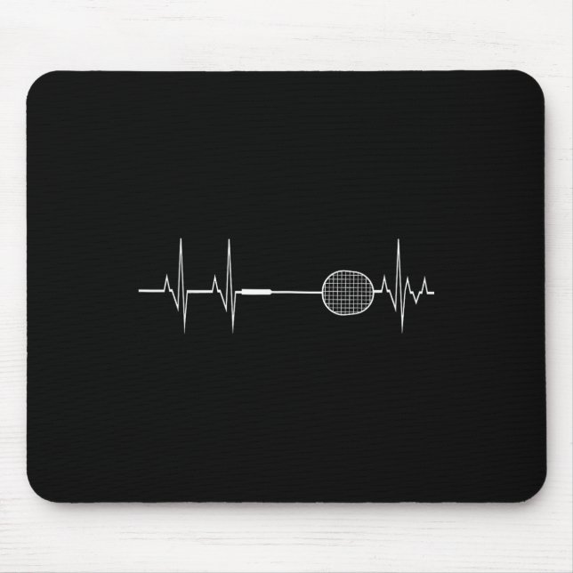 Badminton Racket Heartbeat Shirt Mousepad (Vorne)