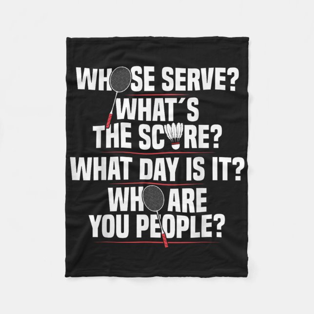 Badminton Racket Serve Shuttle Player Badminton Pl Fleecedecke (Vorderseite)