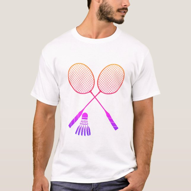 Badminton Rackets Shuttlecock Birdie Ombre T-Shirt (Vorderseite)