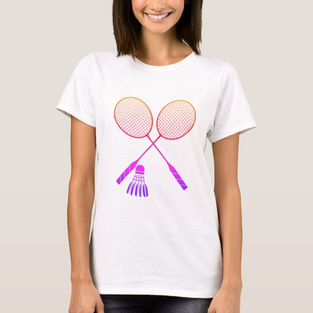 Badminton Rackets Shuttlecock Birdie Ombre T-Shirt (Vorderseite)
