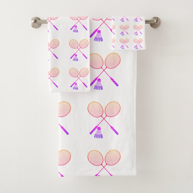 Badminton Rackets Shuttlecock Birdie Pattern Badhandtuch Set (Insitu)