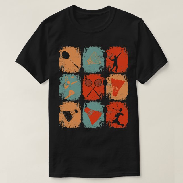 Badminton Retro 1 T-Shirt (Design vorne)