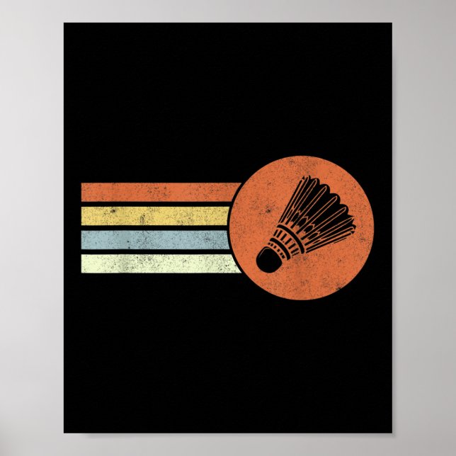 Badminton Retro Birdie Smash Shuttle Vintag Badmi Poster (Vorne)