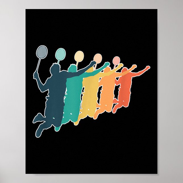 Badminton Retro Racket Poster (Vorne)