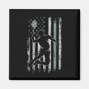 Badminton Retro Usa Flag Shuttle 4. Juli Badmi Magnet