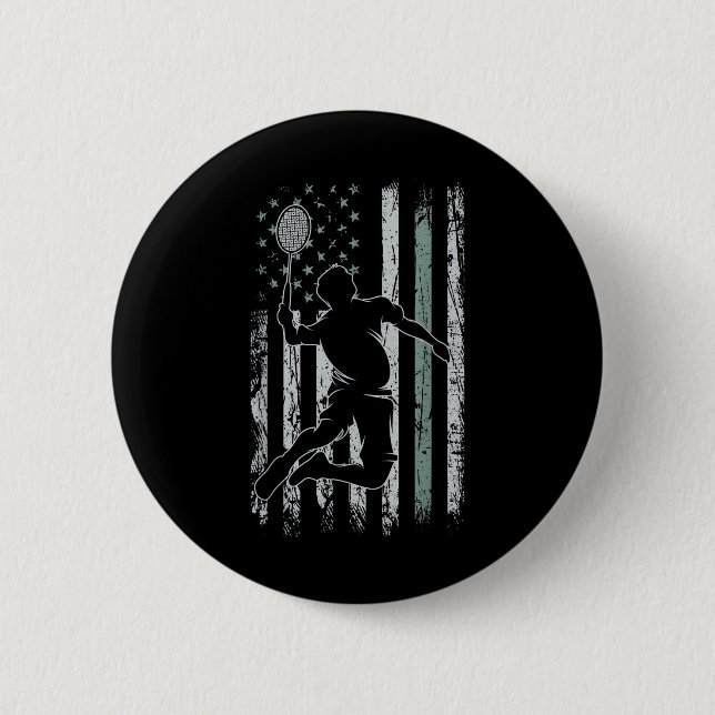 Badminton Retro USA Flaggenschiff 4. Juli Badmi Button (Vorderseite)