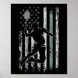Badminton Retro USA Flaggenschiff 4. Juli Badmi Poster