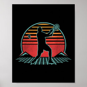 Badminton Retro Vintage 70er 80er Style Spieler Ge Poster